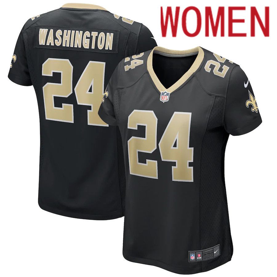 Women New Orleans Saints #24 Dwayne Washington Nike Black Player Game NFL Jersey->women nfl jersey->Women Jersey